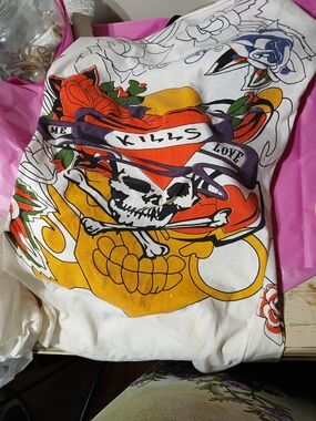 Ed Hardy White Tank Top with Multi Colour Graphics